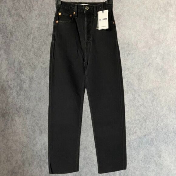 RE/DONE 70s Ultra High Rise Stove Pipe Jeans Womens Size 23 Black Retro Denim - Picture 2 of 16
